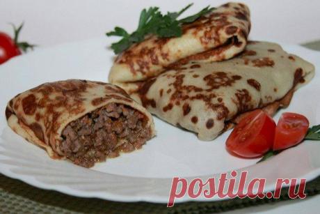 Блины на пиве. С мясом