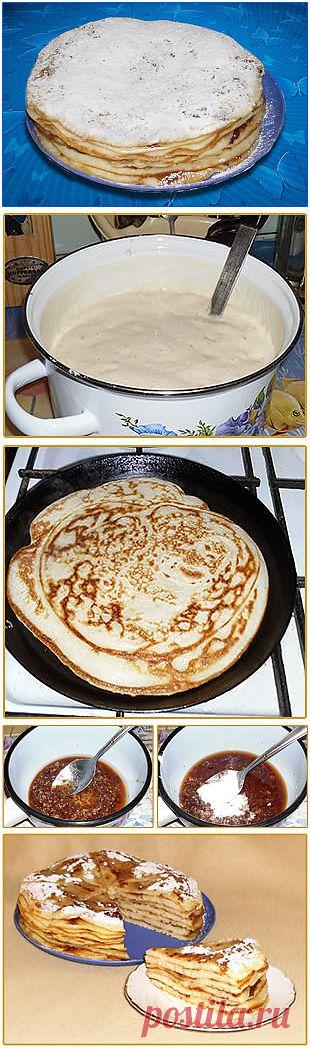 Торт из блинов с малиновым вареньем