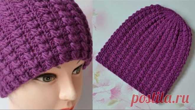 Шапка крючком. Новый узор. Мастер класс. Hat crochet pattern
