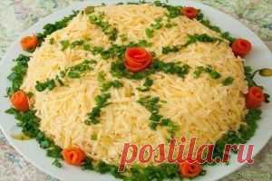 Слоёный салат с курицей и сыром "Праздничный"