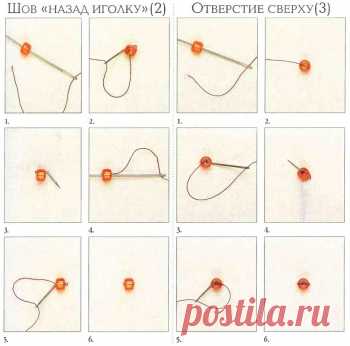 Разновидности шва *Назад в иголку* для вышивки бисером - пособие для начинающих