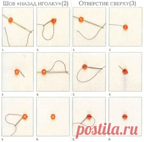 Разновидности шва *Назад в иголку* для вышивки бисером - пособие для начинающих