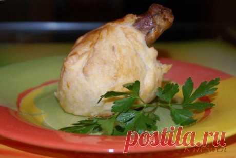 куриные-голени-с-грибами-и-сыром-в-мешочках-из-слоёного-теста