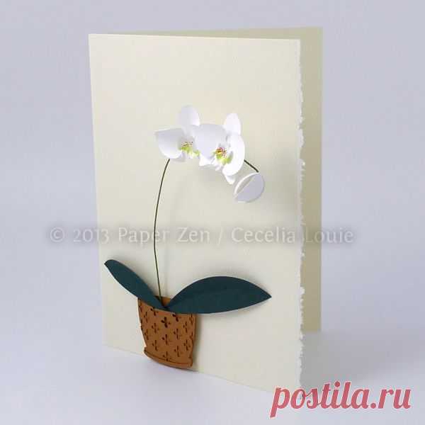 Paper Zen: Paper Orchid Birthday Card