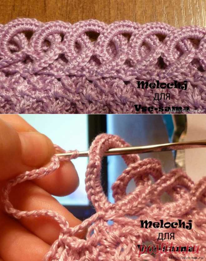 Отделка края цепочкой колечек..