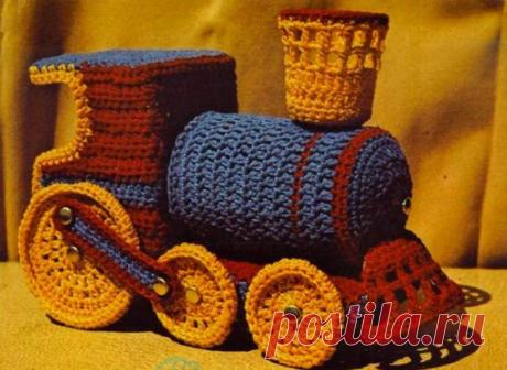 Вязаная игрушка. Ретро паровоз