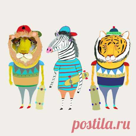skateboard art, illustration, kids decor, illustrator for hire, animal art, childrens wall art, character design, children's illustrator, art prints, wholesale, tiger illustration, lion illustration, skateboard art - Ashley Percival Illustration