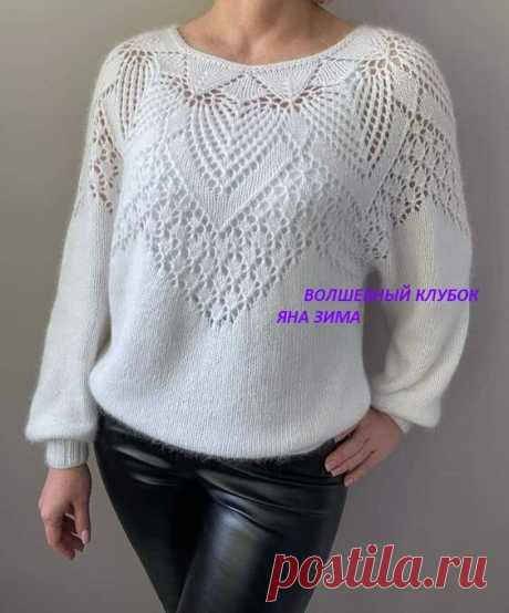 Эффектный джемпер спицами- описание со схемами