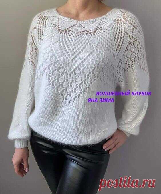 Эффектный джемпер спицами- описание со схемами