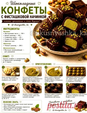 Шоколадные конфеты с фисташковой начинкой