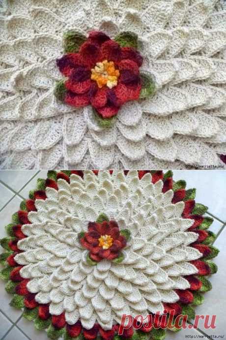 Коврик в стиле БАРОККО. Вязание крючком. Видео мк.