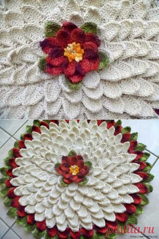 Коврик в стиле БАРОККО. Вязание крючком. Видео мк.