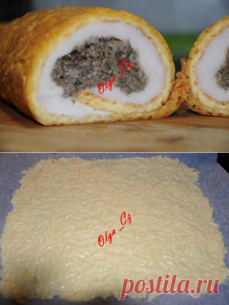 Сырный рулет с курицей и шампиньонами