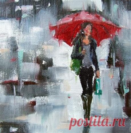 &quot;Red Umbrella Rain IV&quot; by Gina Brown | зонтики+(осень, дождь,пр) | Pi…