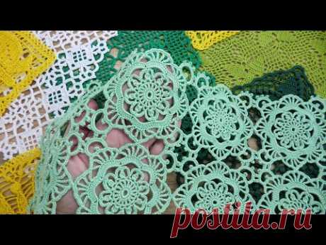 ✳️ Square crochet patterns for tablecloths, table runners ✳️ Lace Flower Crochet Motif For Dress