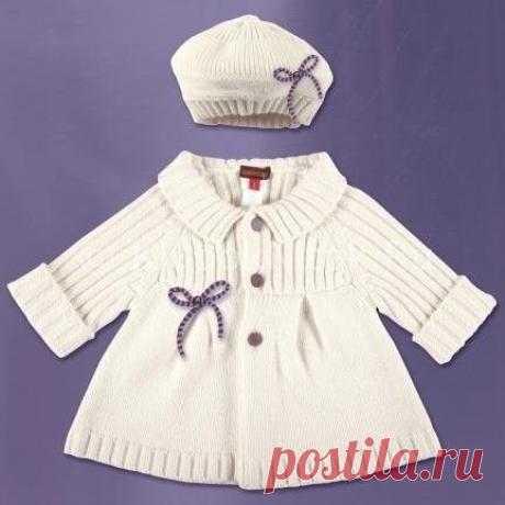 Белое пальто | Вязание для девочек | Вязание спицами и крючком. Схемы вязания.