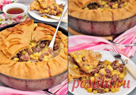 Татарский пирог с картофелем и мясом Сохрани рецепт этой вкусной и сытной выпечки!Ингредиенты:Тесто пресное:
Сметана &mdash; 200 гКефир (йогурт) &mdash; 150 гЯйцо &mdash; 1 шт.Растительное масло &mdash; 1 ст. л.Сливочное масло &mdash; 150 гСоль &mdash; 0,5 ч. л.Сода чайная &mdash; 1 ч. л.Мука &mdash; 700 гДля начинки:
Мясо...
