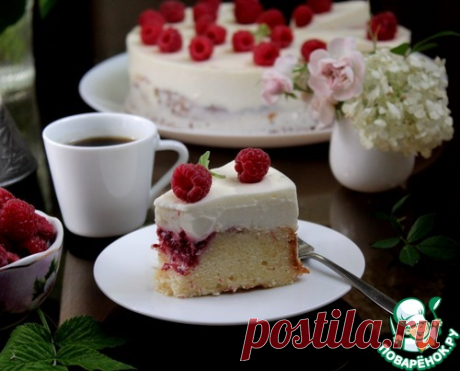 Пирог с малиной и сметанным кремом - очаровательно, вкусно, восхитительно