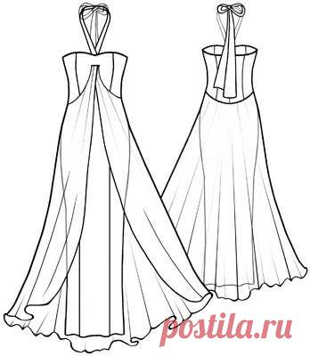 Выкройки на индивидуальные размеры
ПЛАТЬЕ СО ШЛЕЙФОМ