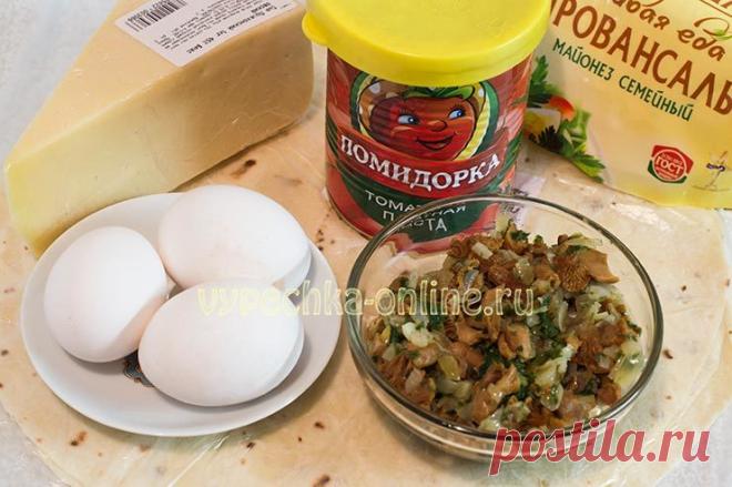 ✔️Рулет из лаваша с грибами и сыром