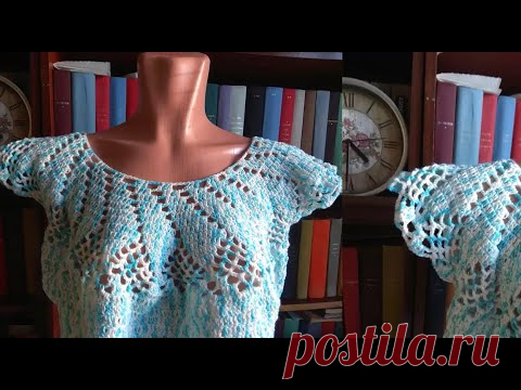 Вяжем от горловины кофточку, тунику, платье с простым рисунком