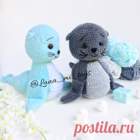 Мастер-класс "Морской котик крючком" - Lana_Mi toys Бесплатный мастер-класс по вязанию морского котика из плюшевой пряжи Материалы для создания котикика 📌Пряжа Dolphin baby или Alize softy plus 1,5-2 мотка 📌мулине для вышивки мордочки 📌крючок 4 мм для тела 📌зубная нить для свивания деталей и утяжки мордочки 📌наполнитель 📌глазки 16 мм