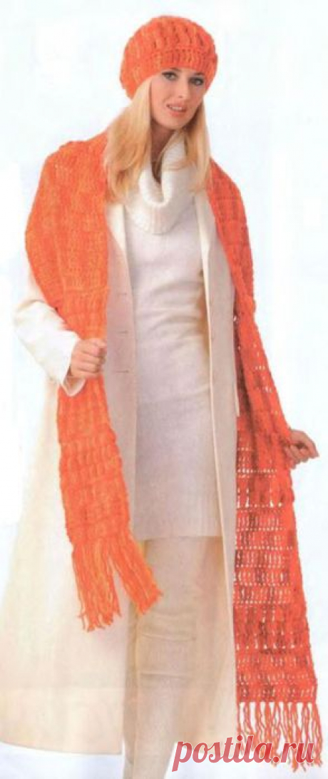 Шапочка и шарф из меланжевой пряжи.