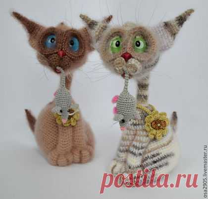 Купить Кот-охотник - кот, котик, коты и кошки, кот в подарок, кот вязаный, мышка