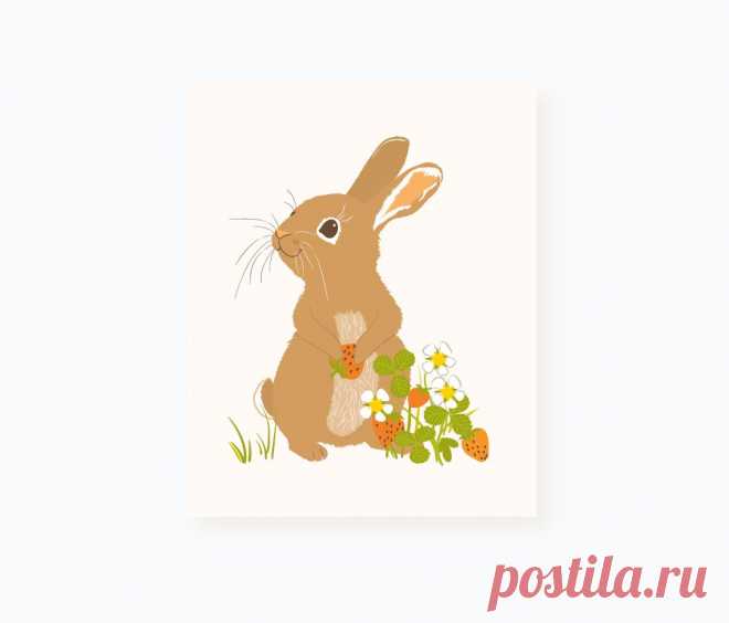 rabbit wall art bunny art for kids woodland nursery wall | Etsy