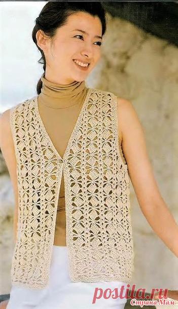 Ажурный жилет интересным узором. Крючок. - ВЯЗАНАЯ МОДА+ ДЛЯ НЕМОДЕЛЬНЫХ ДАМ - Страна Мам