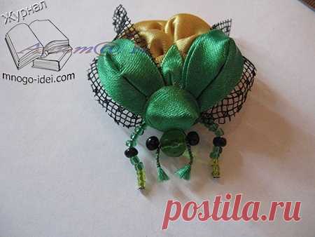 Жук из атласной ленты. Канзаши.