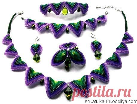 Комплект из бисера схемы. Комплект украшений из бисера схемы Красивый комплект из бисера: колье, серьги, брошь, заколка для волос