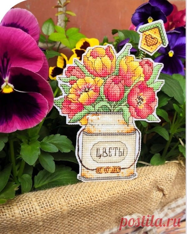 My Embroidery - Made for You Stitch - A Bucket Of Tulips Ornament by Alina Ignatieva / Ignatyeva  Edited by Duckeyd at 2024-11-1 22:50