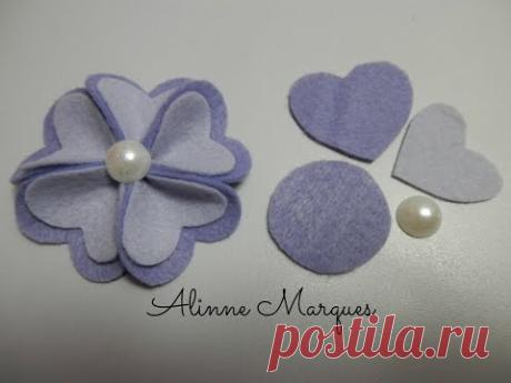 Flor de feltro #9 - Pétala coração duplo - Artesanato - Passo a passo