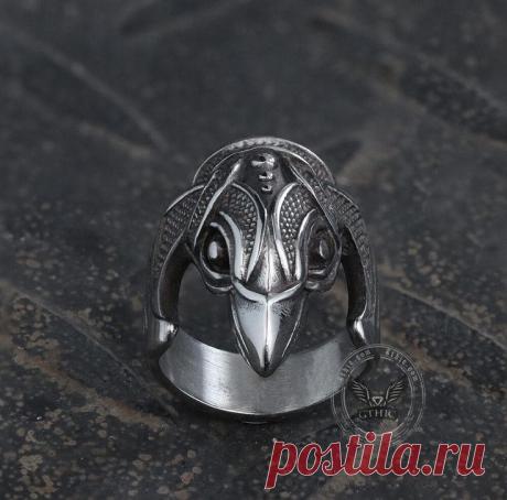 Кольцо. Мужское кольцо. Ворон. Кольцо викинга. Чернение. Нержавеющая сталь.