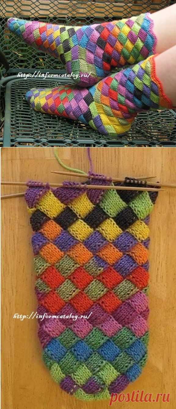 Носки Спицами в Стиле Энтерлак | Ниточка