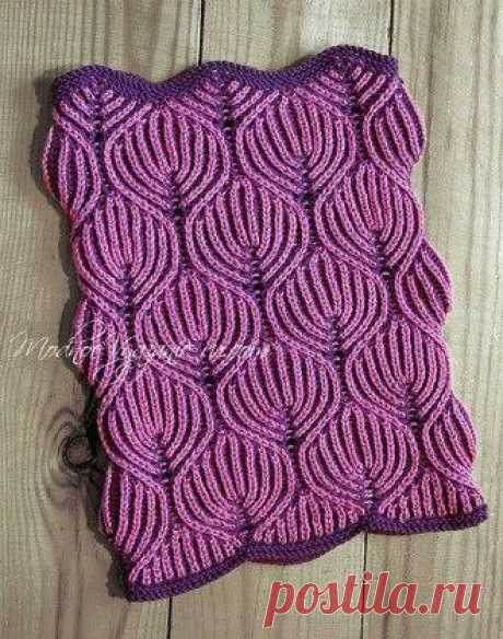 Снуд спицами в технике БРИОШЬ