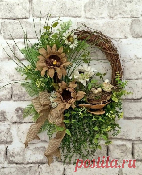 Burlap Summer Wreath for Door, Front Door Wreath, Sunflower Wreath, Outdoor…