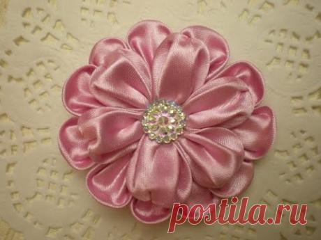 Красивый Цветок КАНЗАШИ. Своими руками. Kanzashi. DIY. Tutorial.