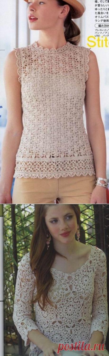 Ажурные топ и блузка крючком