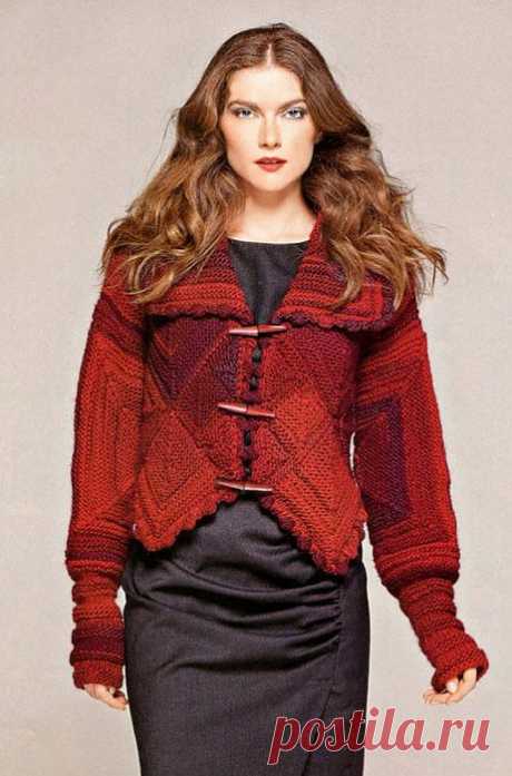Неповторимый красный жакет | Вязание спицами и крючком – Азбука вязания