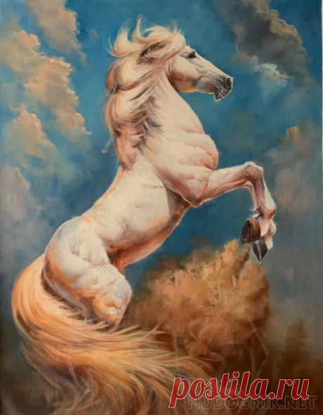 Картина Белый конь. Размеры: 50x70, Год: 2020, Цена: 46000 рублей Художник Прогорова Мария Юрьевна