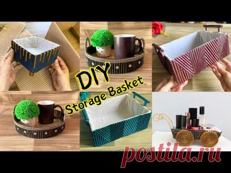 Easy & simple : Turn a Cardboard Box into a wonderful Organizer Basket // DIY