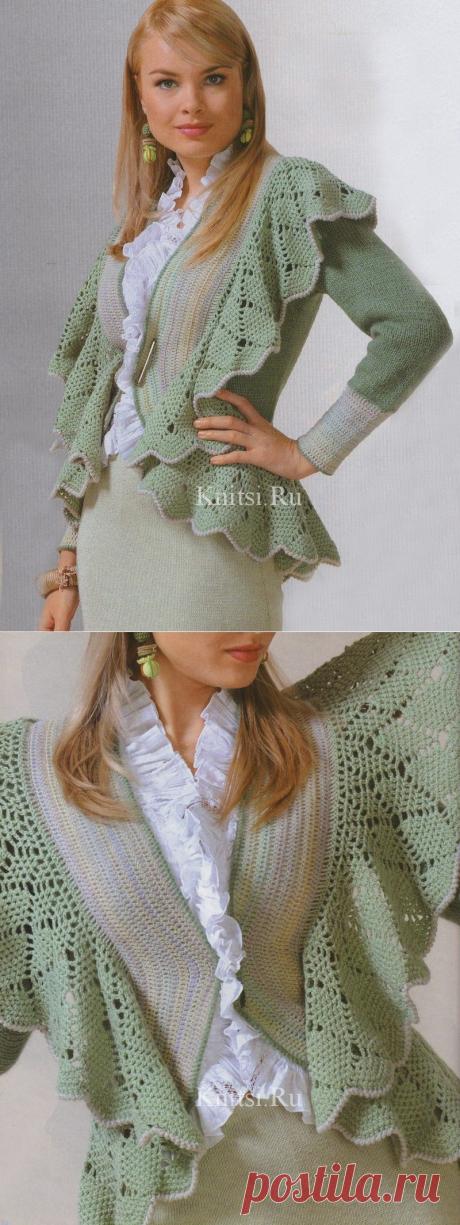 &quot;Ангельский&quot; жакет спицами с отделкой крючком
