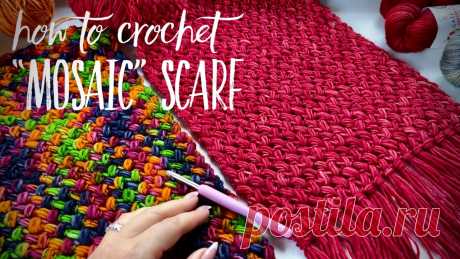 Шарф "Mosaic" крючком. Видео МК. / knittingideas.ru
