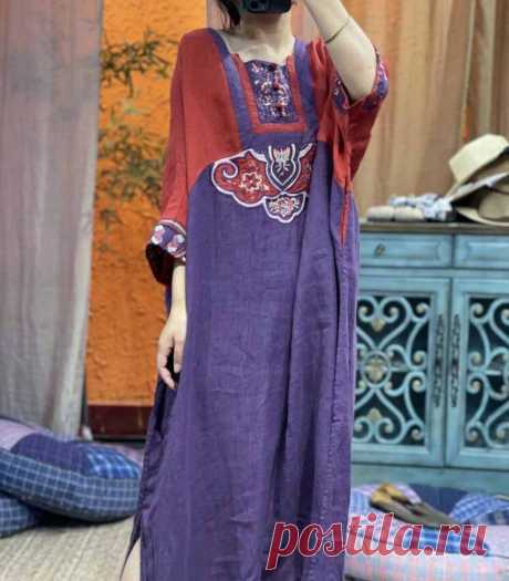 Womens linen long dress linen kaftan Summer dresses retro | Etsy