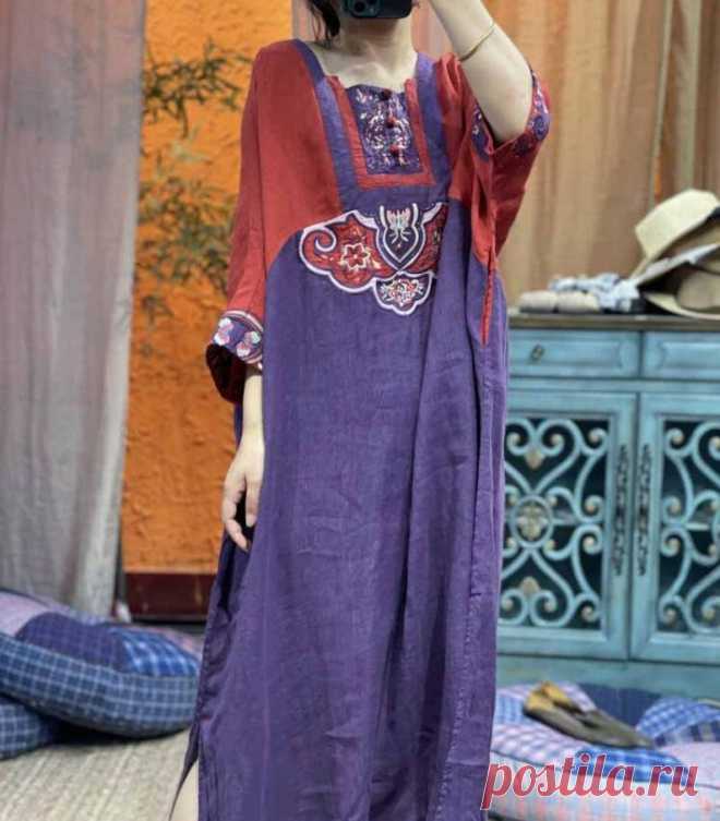 Womens linen long dress linen kaftan Summer dresses retro | Etsy