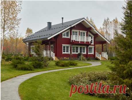Красный фасад и современный дизайн: деревянный дом