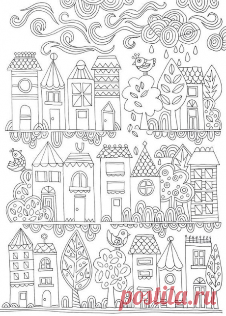 Lámina para colorear // Free adult colouring page. Illustrated by Lisa Tilse…
