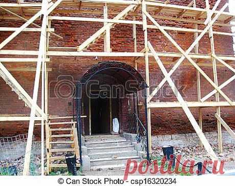 Реставрация башни крепостной стены в Смоленске.  ---   Stock Photos of Restoration of the old tower - Photo attractions Smolensk csp16320234 - Search Stock Images, Photographs, Pictures, and Clip Art Photo Images